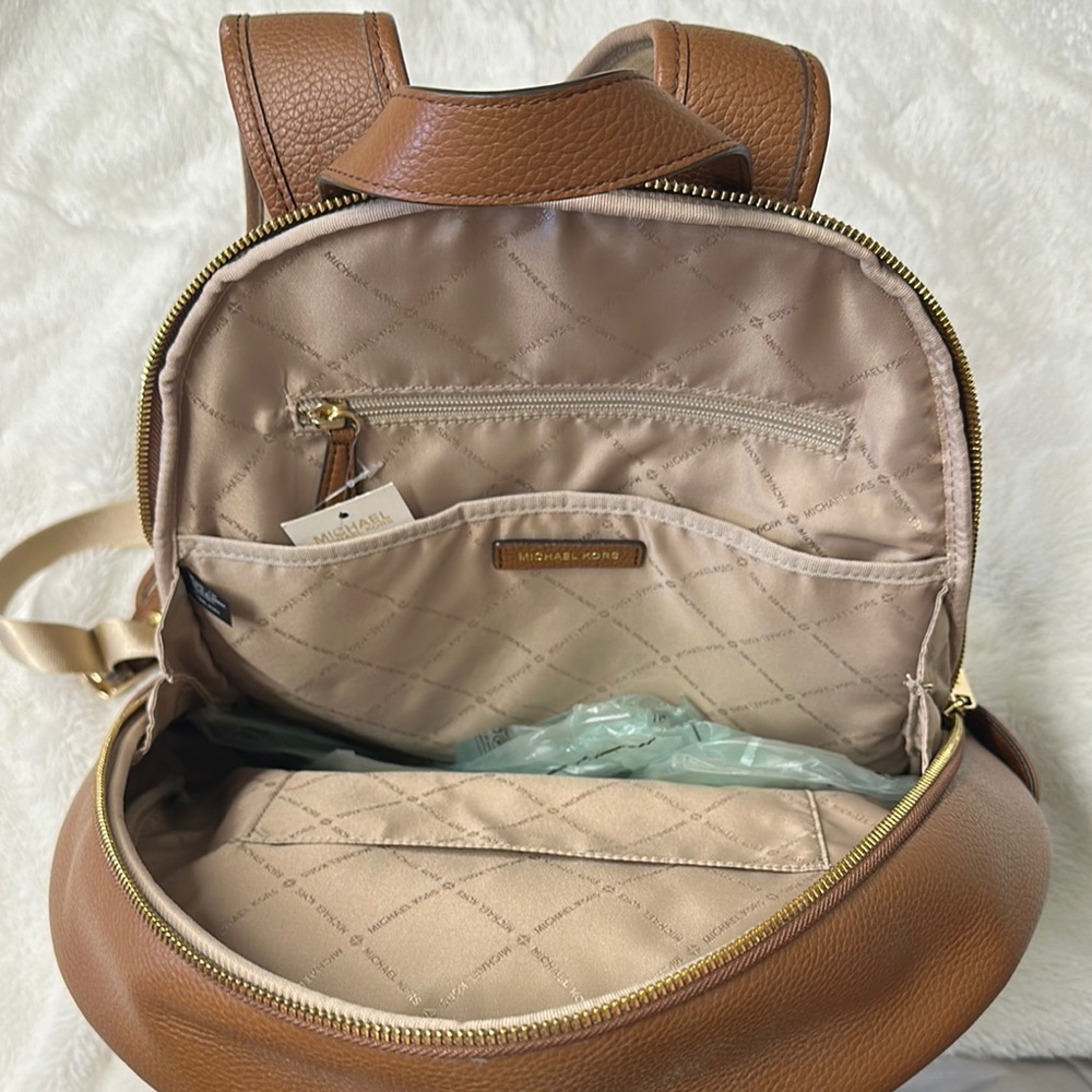 Michael Kors Brown Leather Backpack Minimalist Design - Picture 7 of 7